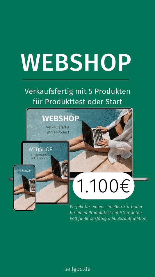 Webshop - Verkaufsfertig mit fünf Produkten